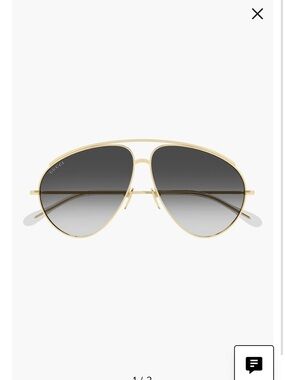 Gucci Gold Aviator Sunglasses with Gray Gradient Lenses GG1654S